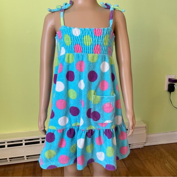 OP Dresses Vintage Y2k Op Blue Polka Dot Terry Cloth Girl Beach